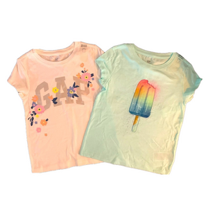 GAP Kids NWT 2-Pack Graphic T-Shirts Floral Popsicle Girls Size 4-5
